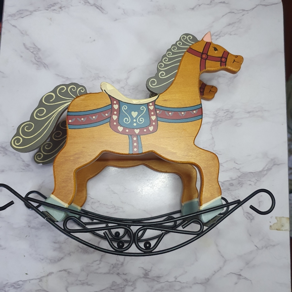 Vintage Wood Rocking Horse victorian style  1986